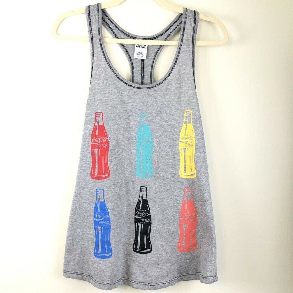 Coca-Cola Tank Top Gray Multicolored Bottles